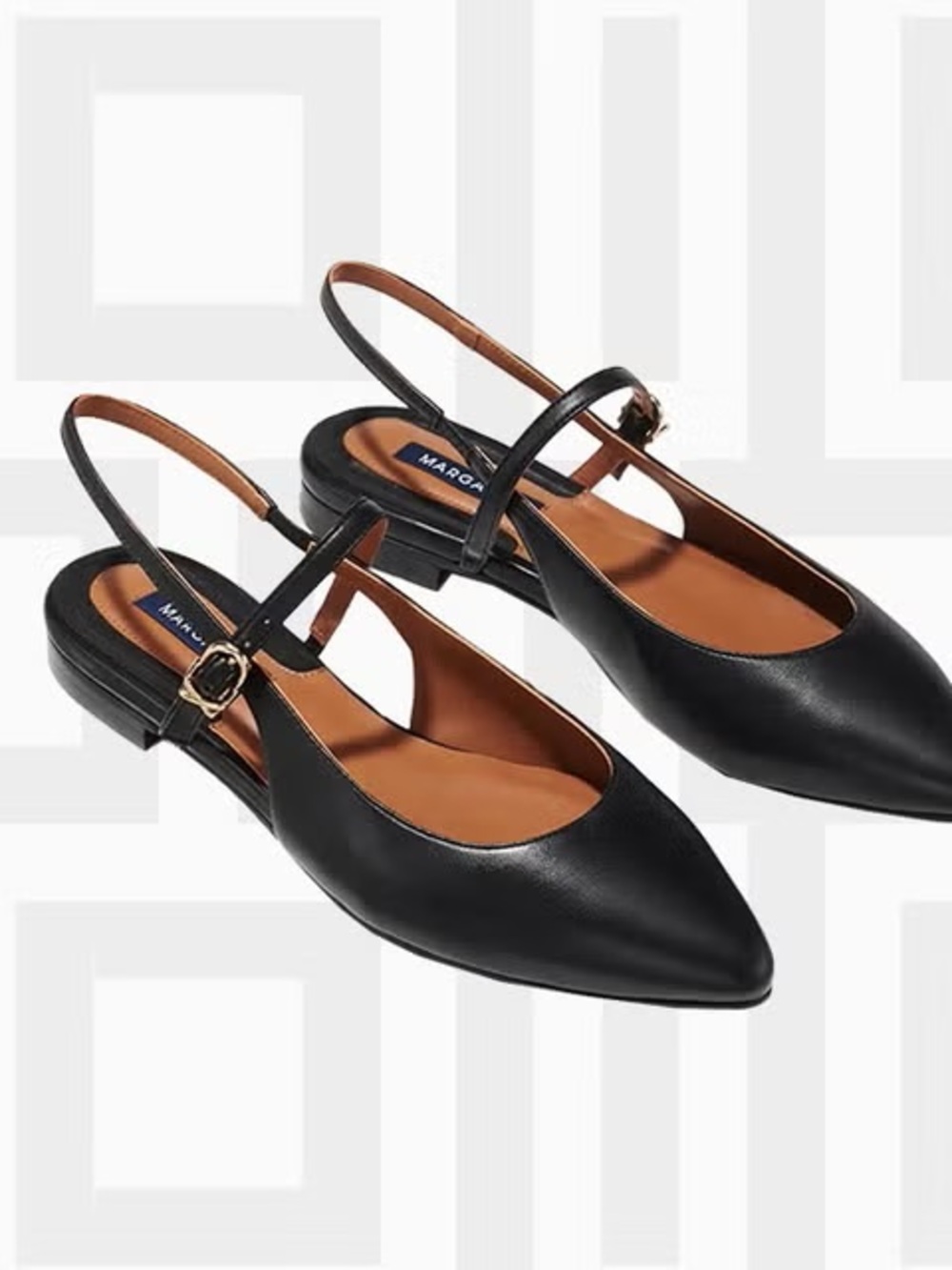 Margaux The Crosby Sling Black Nappa Leather Mary Jane Flats Size 36 US 6
